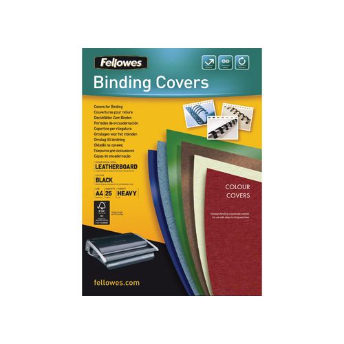 Fellowes schutbladen lederlook ft A4, 180micron, zwart, pak van 25 stuks