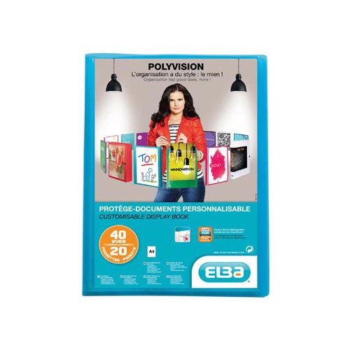 Oxford OXFORD Polyvision personaliseerbare presentatiealbum, formaat A4, uit PP, 20 tassen, blauw