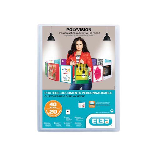 Elba OXFORD Polyvision personaliseerbare presentatiealbum, formaat A4, uit PP, 20 tassen, transparant