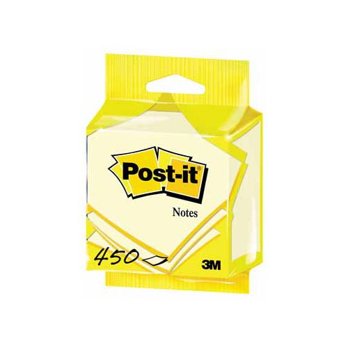 Post-it Post-it Notes, 76x76mm, geel, blok 450 vel, op blister
