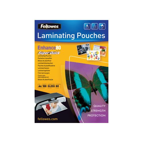 Fellowes Super Quick lamineerhoes Enhance80 ft A4, 160 micron (2 x 80 micron), pak van 100 stuks