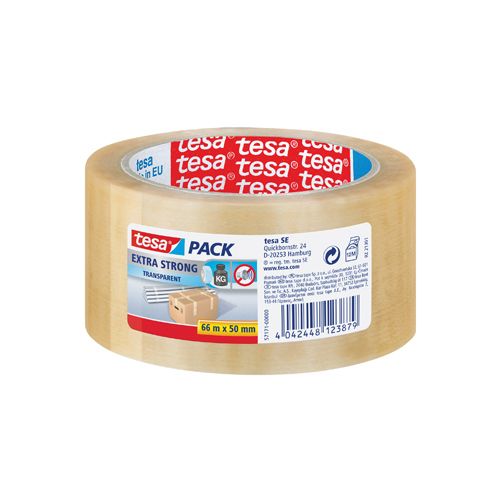 Tesa Tesa verpakkingsplakband Extra Strong, ft 50 mm x 66 m, PVC, transparant
