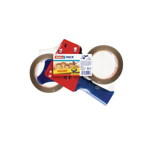 Tesa Tesa afroller voor verpakkingsplakband van maximum 50 mm, inclusief 2 rollen PP tape ft 50 mm x 66 m