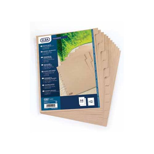 Oxford OXFORD Touareg tabbladen, uit karton, ft A4, onbedrukt, 11-gaatsperforatie, 10 tabs