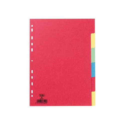 Elba OXFORD tabbladen, formaat A4, uit karton, onbedrukt, 11-gaatsperforatie, geassorteerde kleuren, 12 tabs