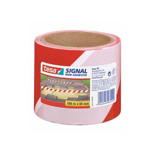 Tesa Tesa waarschuwingstape afzetlint niet klevend, ft 80 mm x 100 m, rood/wit