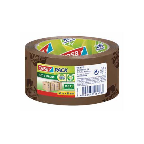 Tesa Tesapack eco & strong ecoLogo, ft 50 mm x 66 m, PVC, bruin