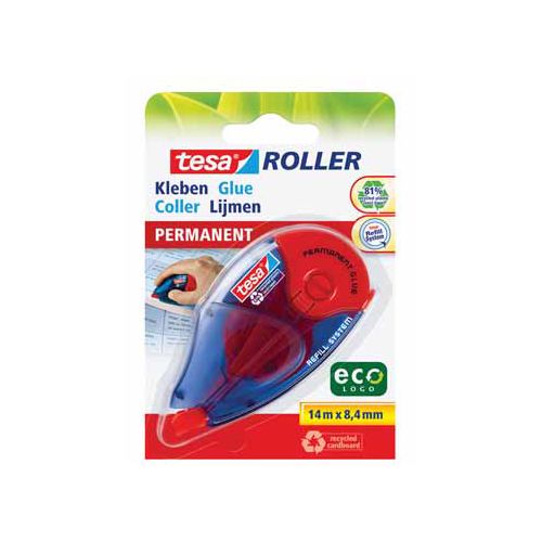 Tesa Tesa Roller navulbare lijmroller permanent ecoLogo, ft 8,4 mm x 14 m, op blister