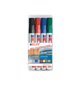 Edding Edding permanent marker e-3300 blister van 4 stuks in geassorteerde kleuren