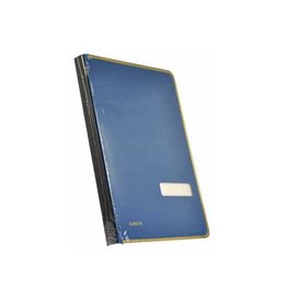 Class'ex handtekenmap, linnen omslag, met metalen beschermrand, blauw