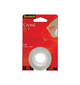 Scotch Scotch Plakband Crystal ft 19mmx25 m, blister met 1 rolletje