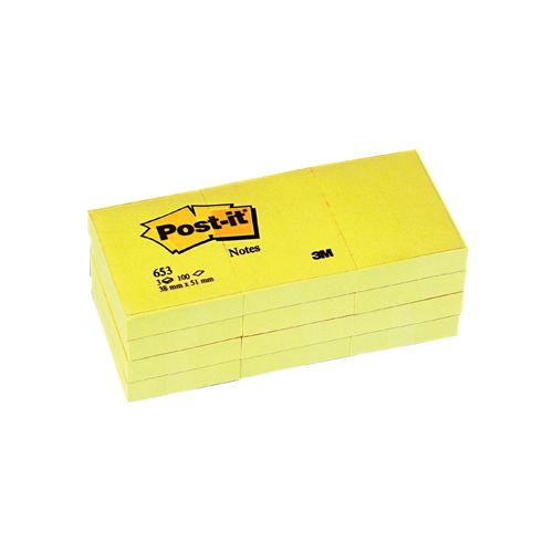 Post-It Notes Post-it Notes, ft 38 x 51 mm, geel, blok van 100 vel