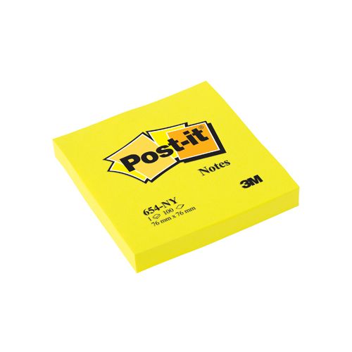 Post-it Post-it Notes, 100 vel, ft 76 x 76 mm, neongeel