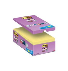 Post-It Super Sticky Post-it Super Sticky notes, 90 vel, ft 76 x 127 mm, geel, pak van 14 blokken + 2 gratis