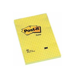 Post-It Notes Post-it Notes, ft 102 x 152 mm, geel, geruit, blok van 100 vel