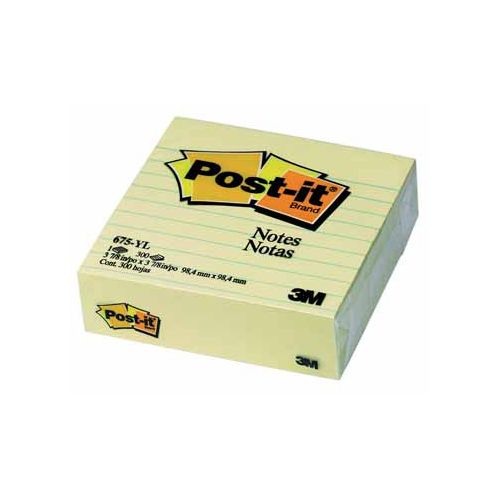 Post-It Notes Post-it Notes, ft 101 x 101 mm, geel, gelijnd, blok van 300 vel