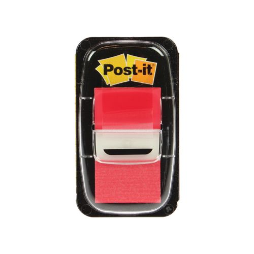 Post-it Post-it Index standaard, 25,4x43,2mm, rood, houder 50 tabs