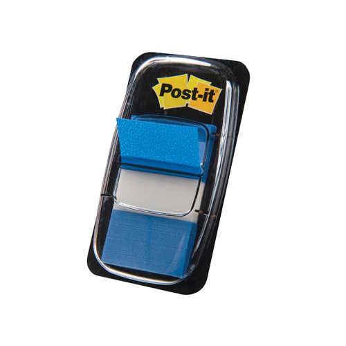 Post-it Post-it index standaard, ft 24,4 x 43,2 mm, houder met 50 tabs, blauw