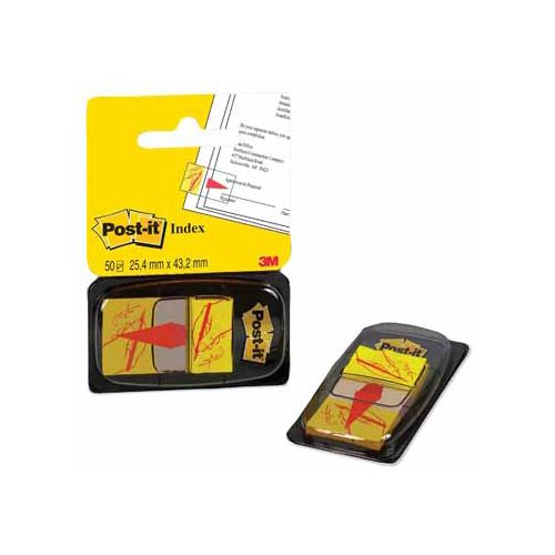 Post-It Index Post-it Index 'Sign Here', ft 25,4 x 43,2 mm, houder met 50 tabs