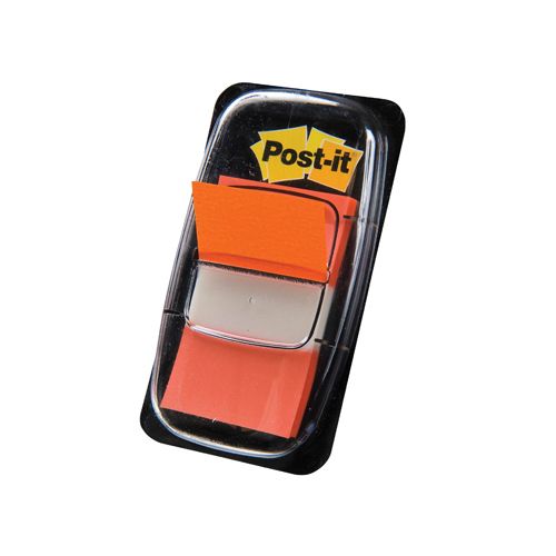 Post-it Post-it Index standaard, 25,4x43,2mm, oranje, houder 50 tabs