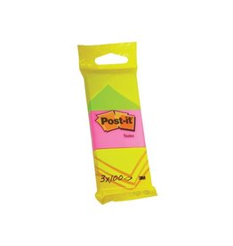 Post-It Notes Post-it Notes, 100 vel, ft 38 x 51 mm, blister van 3 blokken in neongeel, guava roze en neongroen