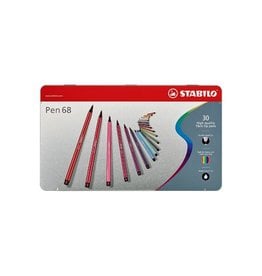 Stabilo STABILO Pen 68 viltstift, metalen doos van 30 stiften in geassorteerde kleuren