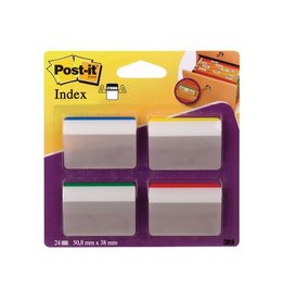 Post-It Index Post-it Index Strong, ft 50,8 x 38 mm, voor hangmappen, set van 24 tabs, 4 kleuren, 6 tabs per kleur