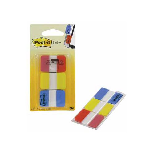 Post-it Post-it Index Strong, 25,4x38mm, set 3 kl. 22 tabs per kleur