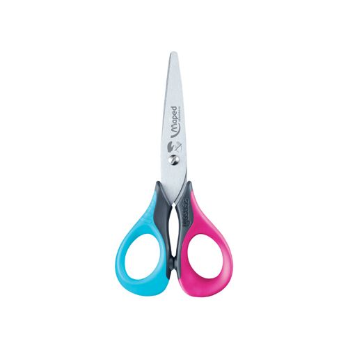 Maped Maped schaar Sensoft, ft 13 cm, links, ronde punt, RVS, geassorteerde kleuren, blister van 1 stuk