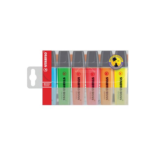 Stabilo STABILO BOSS ORIGINAL markeerstift, etui van 6 stuks in geassorteerde kleuren