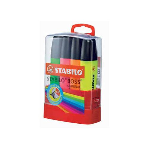 Stabilo STABILO BOSS ORIGINAL markeerstift, Desk set Parade van 4 stuks in geassorteerde kleuren