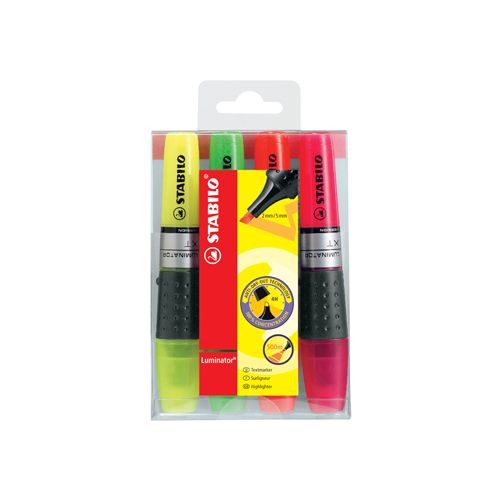 Stabilo Stabilo Markeerstift Luminator etui 4st: gl. gr. or. en rz.
