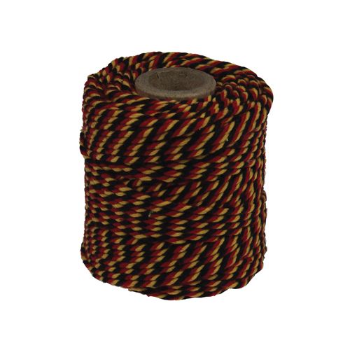 Merkloos Katoentouw, zwart-rood-geel, klos van 50 g, ongeveer 35 m