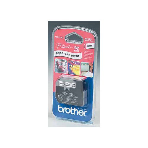 Brother Brother M tape voor P-Touch 12 mm, gelamineerd, zwart op wit
