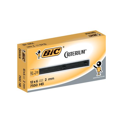 Bic Bic criterium potloodstiften, 2 mm, HB, etui van 6 stuks