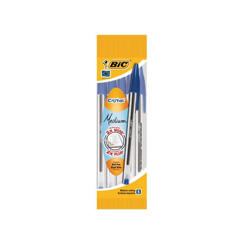 Bic Bic balpen Cristal Medium blister van 5 stuks: blauw