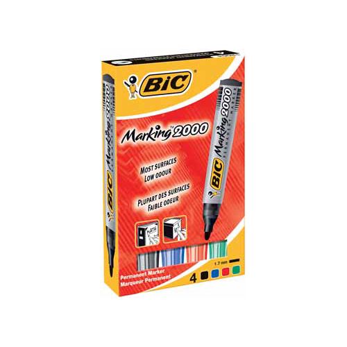 Bic Bic permanent marker 2000, doos met 4 stuks in geassorteerde kleuren