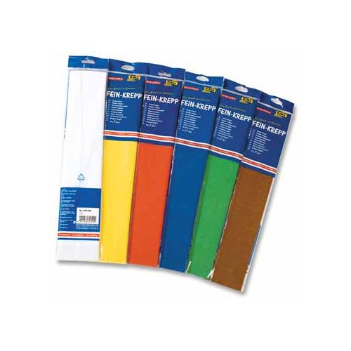 Folia Folia crêpepapier pak van 10 stuks in geassorteerde kleuren: wit, geel, licht oranje, lichtblauw, blau...