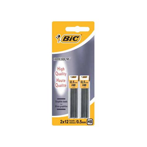 Bic Bic Criterium potloodstiften, 0,5 mm, HB, blister van 2 etuis van 12 stuks