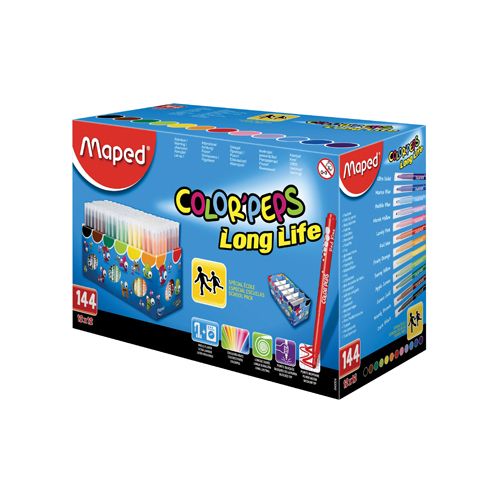 Maped Maped Viltstift Color'Peps 144 stiften in een kartonnen doos (classpack)