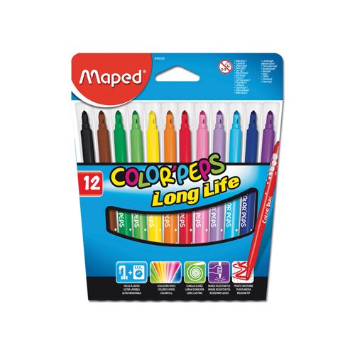 Maped Maped Viltstift Color'Peps 12 stiften in een kartonnen etui