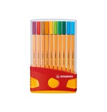 Stabilo STABILO point 88 fineliner, Colorparade, rood-oranje doos, 20 stuks in geassorteerde kleuren
