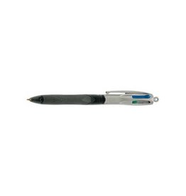 Bic Bic Colours Grip Pro 4-kleurenbalpen, medium, klassieke inktkleuren, lichaam donkergrijs