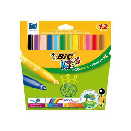 Bic Kids Bic Kids Viltstift Visacolor XL Ecolutions 12 stiften in een kartonnen etui