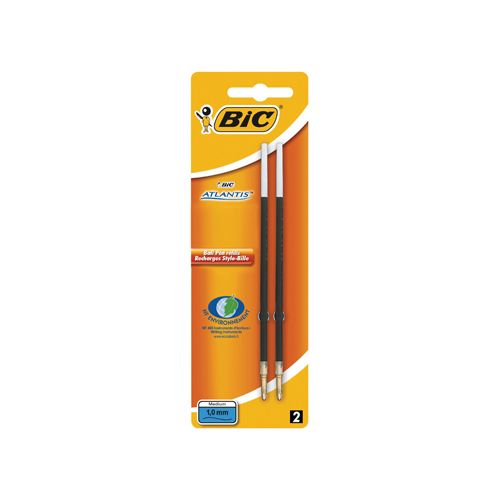 Bic Bic balpenvulling Atlantis blauw, schrijfbreedte 1 mm, blister met 2 stuks