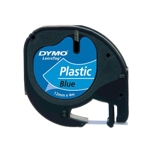 Dymo Dymo LetraTAG tape 12 mm, plastic blauw