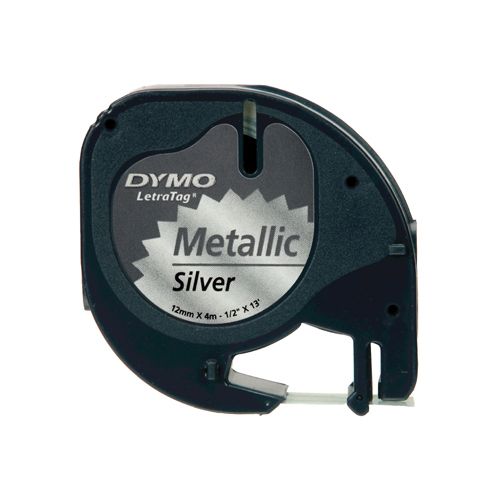 Dymo Dymo LetraTAG tape 12 mm, metallic zilver
