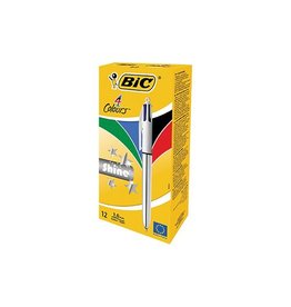 Bic Bic Colours Shine 4-kleurenbalpen, medium, klassieke inktkleuren, lichaam zilver