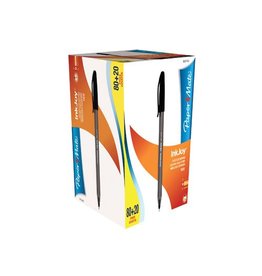 Paper Mate Paper Mate balpen InkJoy 100 met dop, zwart, doos 80 + 20 gratis