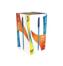 Paper Mate Paper Mate balpen InkJoy 100 met dop, blauw, doos 80 + 20 gratis